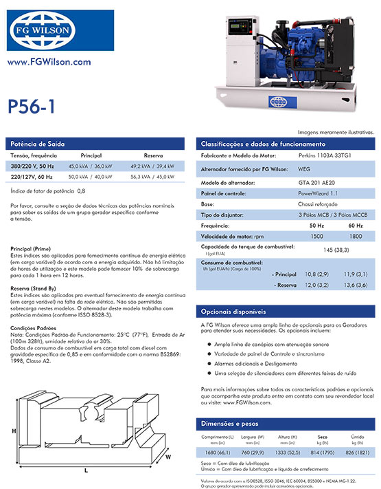 Gerador Diesel de 56,3 KVA - Aberto