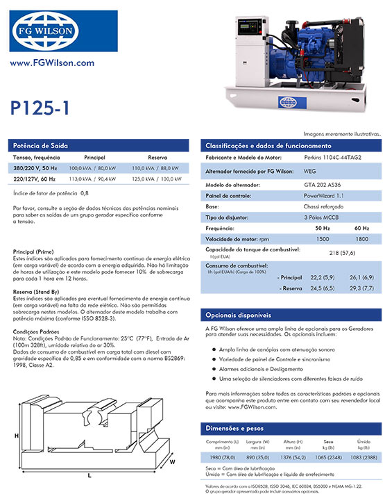 Gerador Diesel de 125 KVA - Aberto